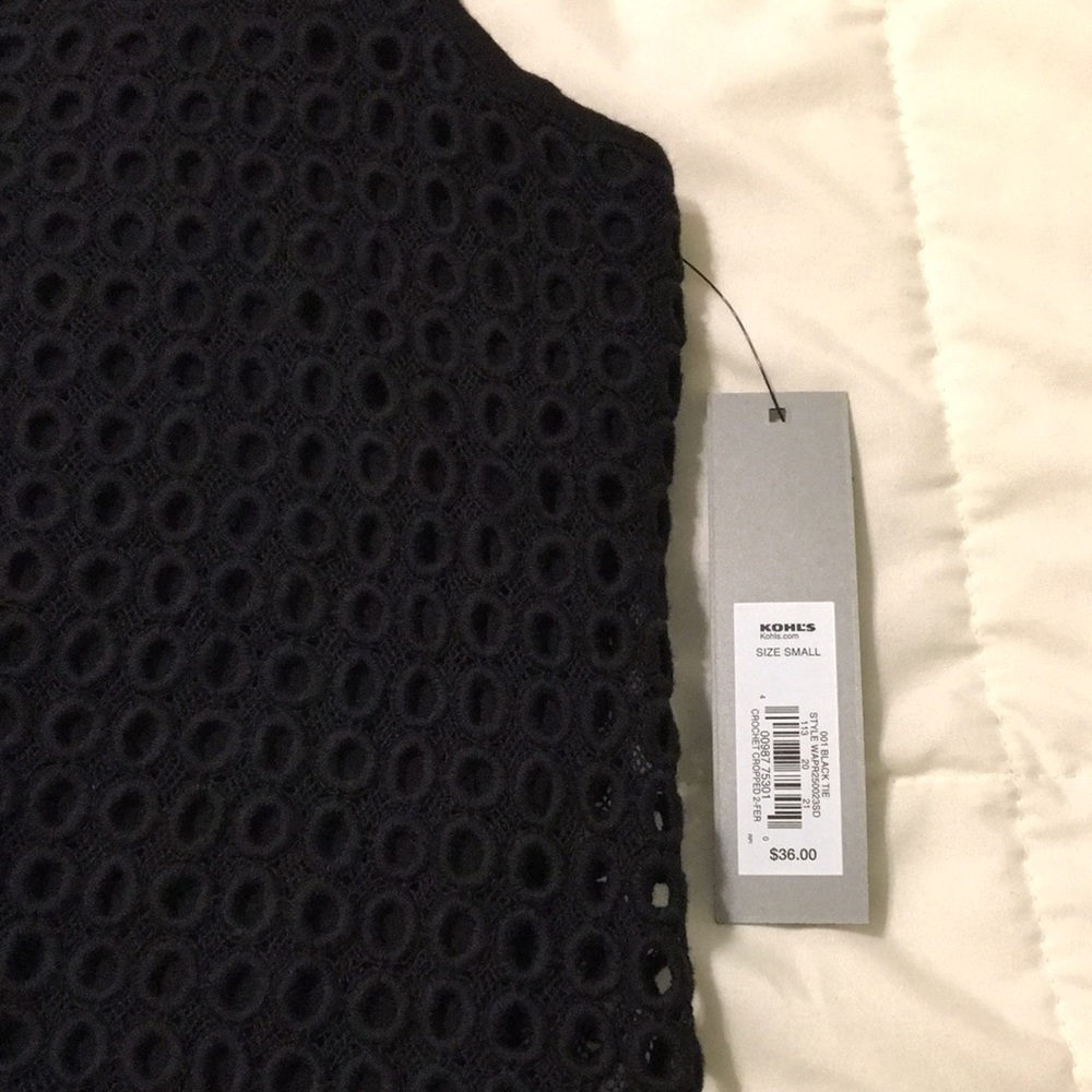 New NWT Apt 9 Black Tie Textured Stretch Circle Tank Top Shell S M